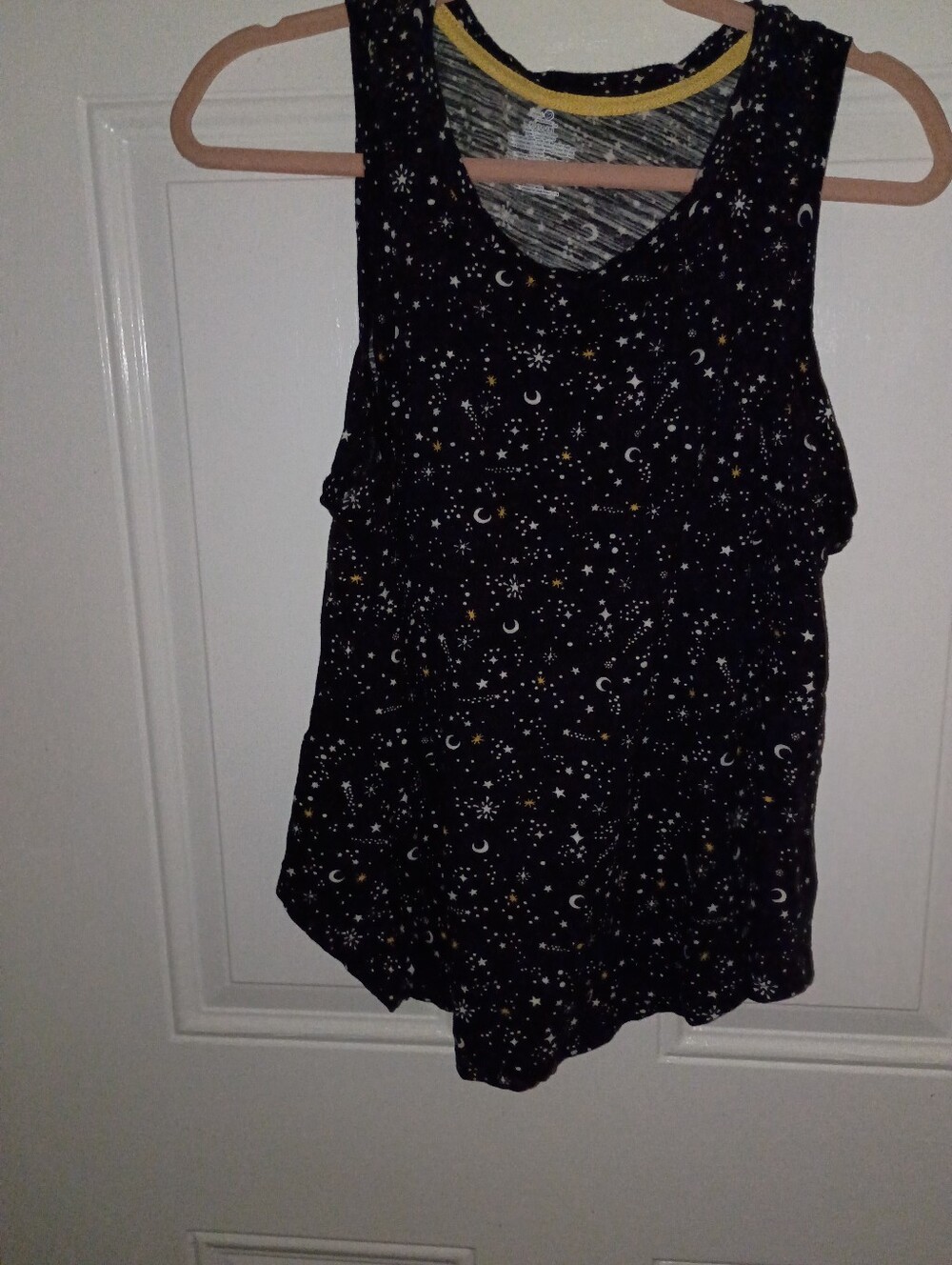 Secret Treasures Black Star & Moon Print Tank with Gold Accents